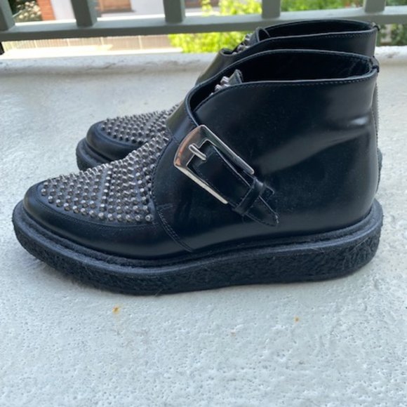 Saint Laurent Black Leather Studded Creeper - Picture 2 of 6